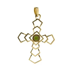 Pendentif croix avec tourmaline verte