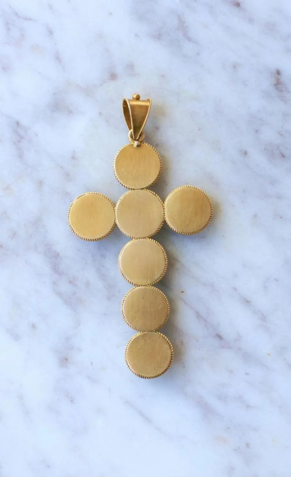 Pendentif Croix Cabochon d'Agate sur Or jaune