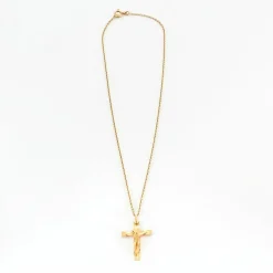Pendentif croix chaîne or jaune