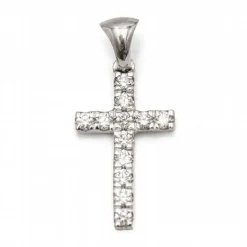 Pendentif croix en diamants et or blanc