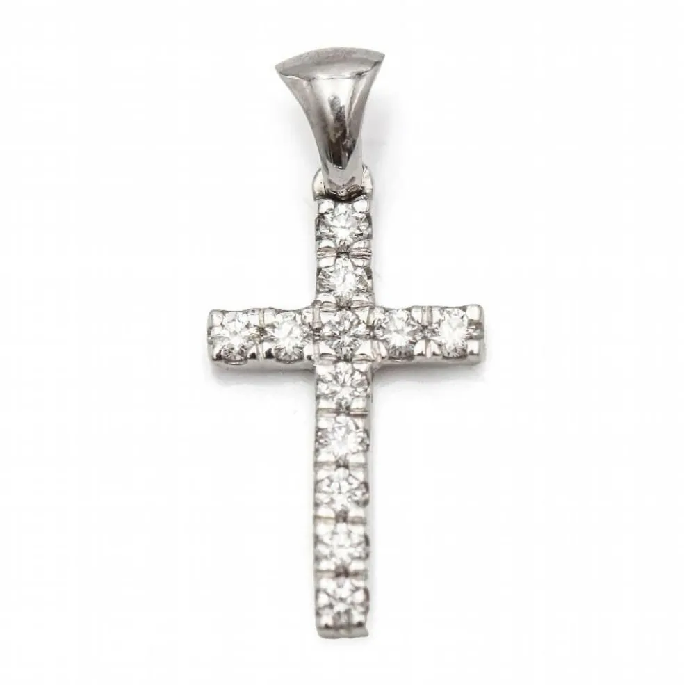 Pendentif croix en diamants et or blanc