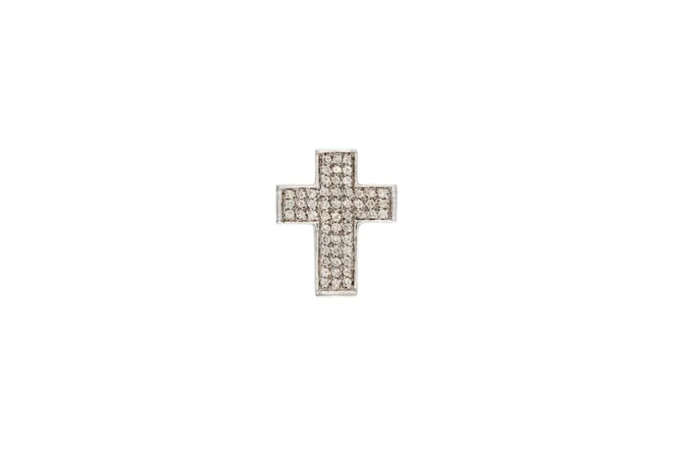 Pendentif croix en or blanc et diamants