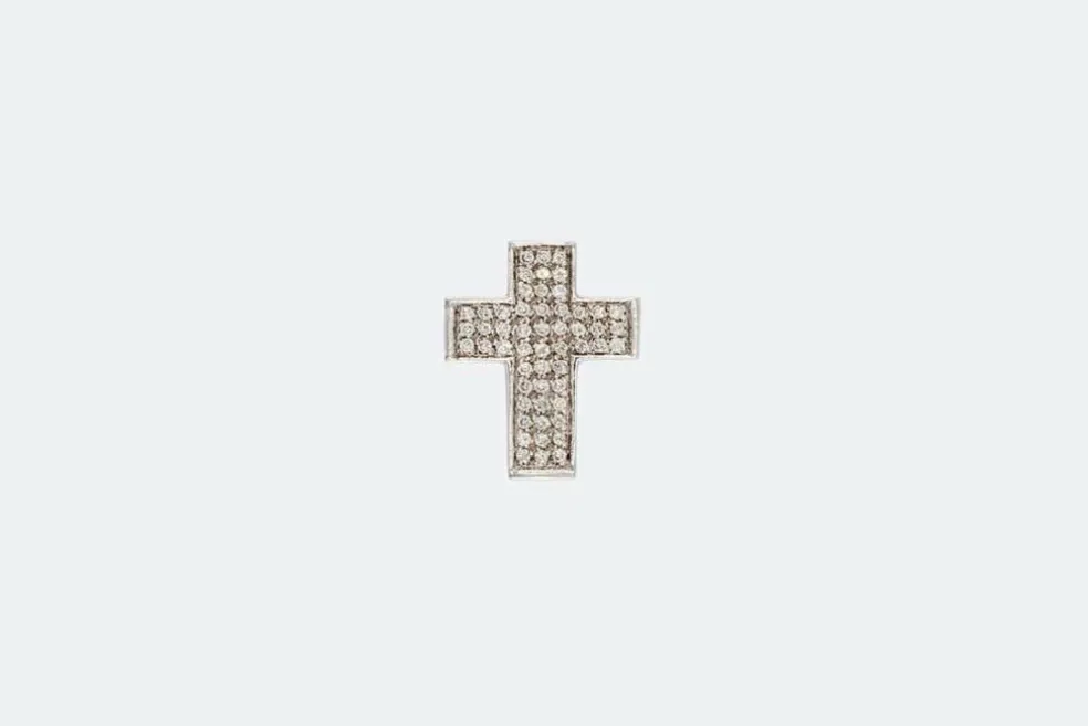 Pendentif croix en or blanc et diamants