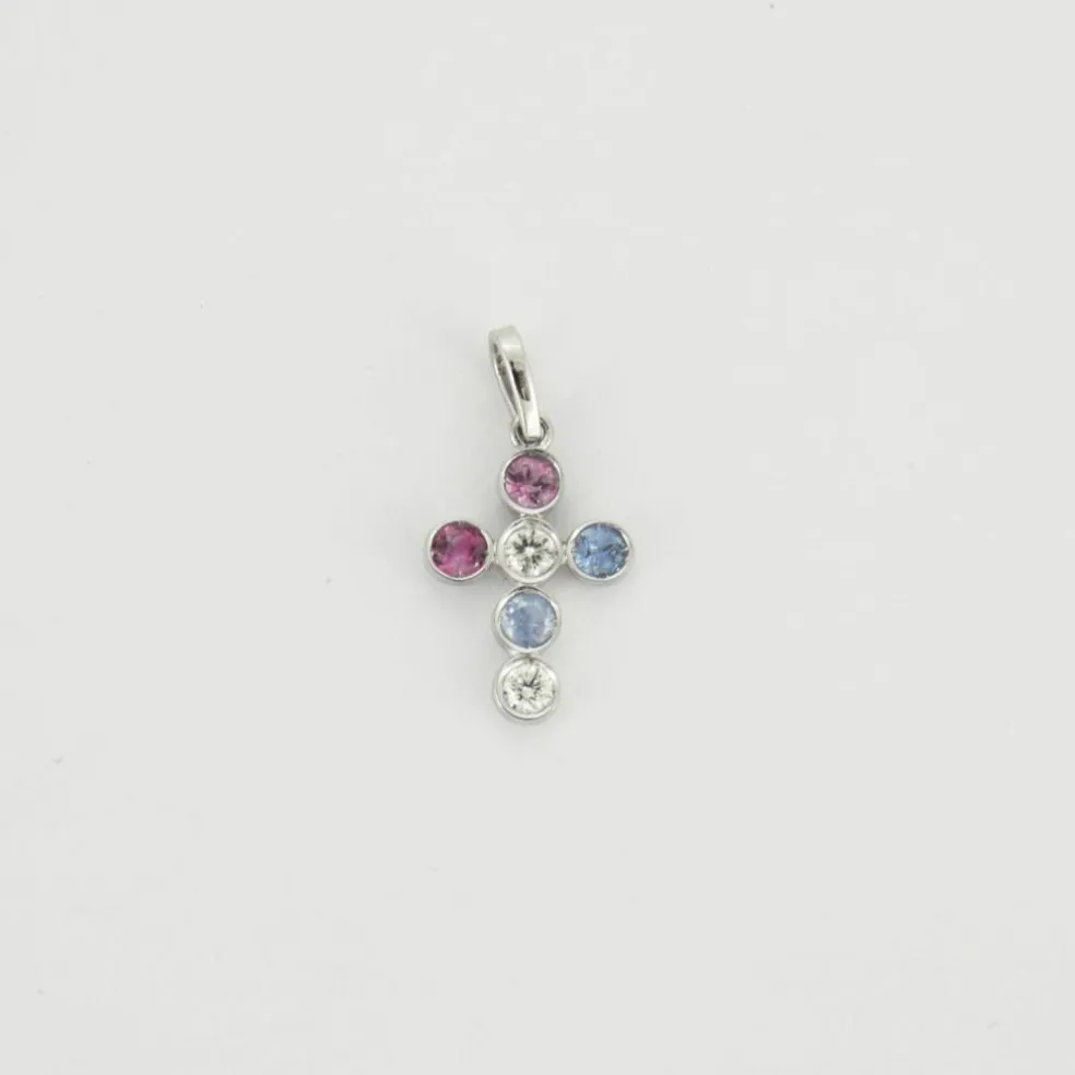 Pendentif Croix en or gris