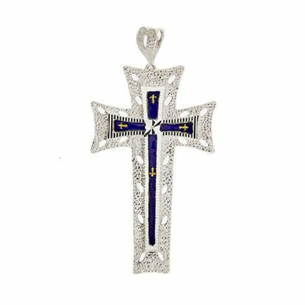 Pendentif croix émaillée