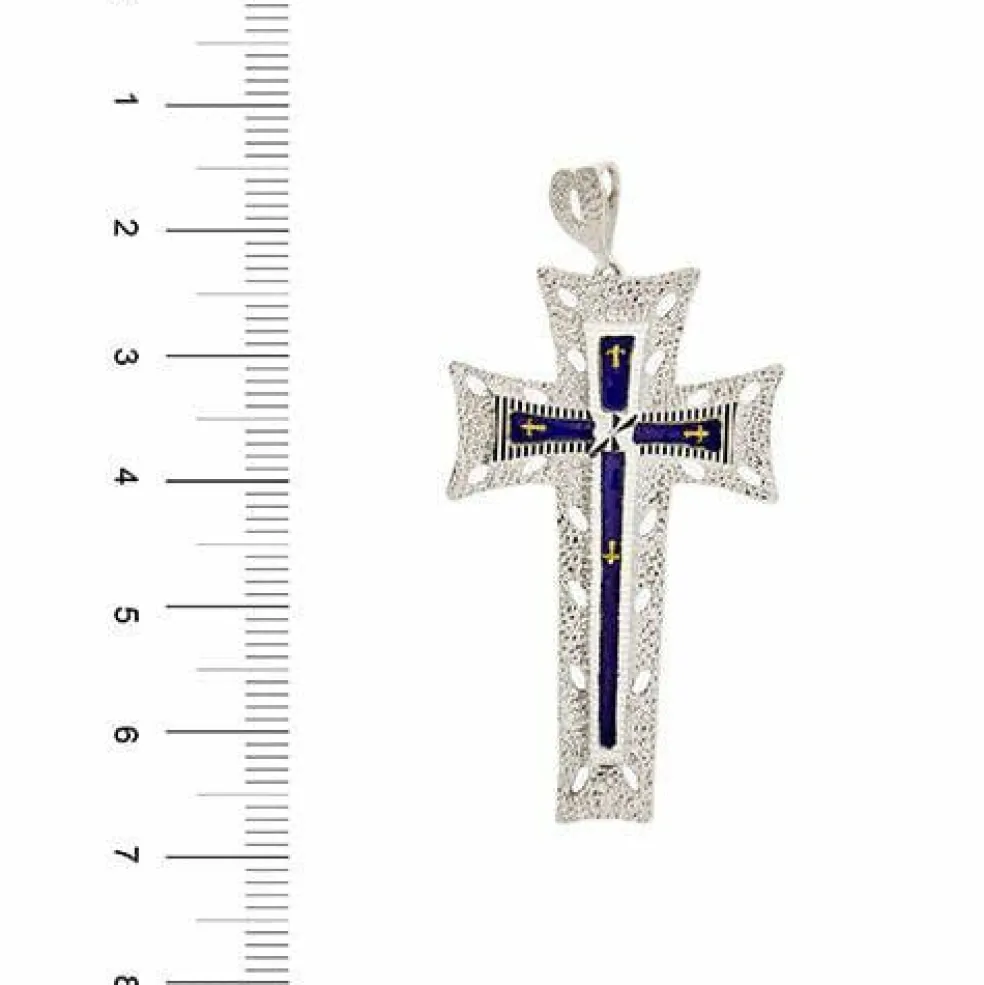 Pendentif croix émaillée