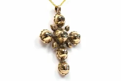 Pendentif croix Napoléon III or jaune, diamants