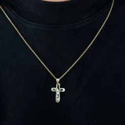 Pendentif Croix or bicolore