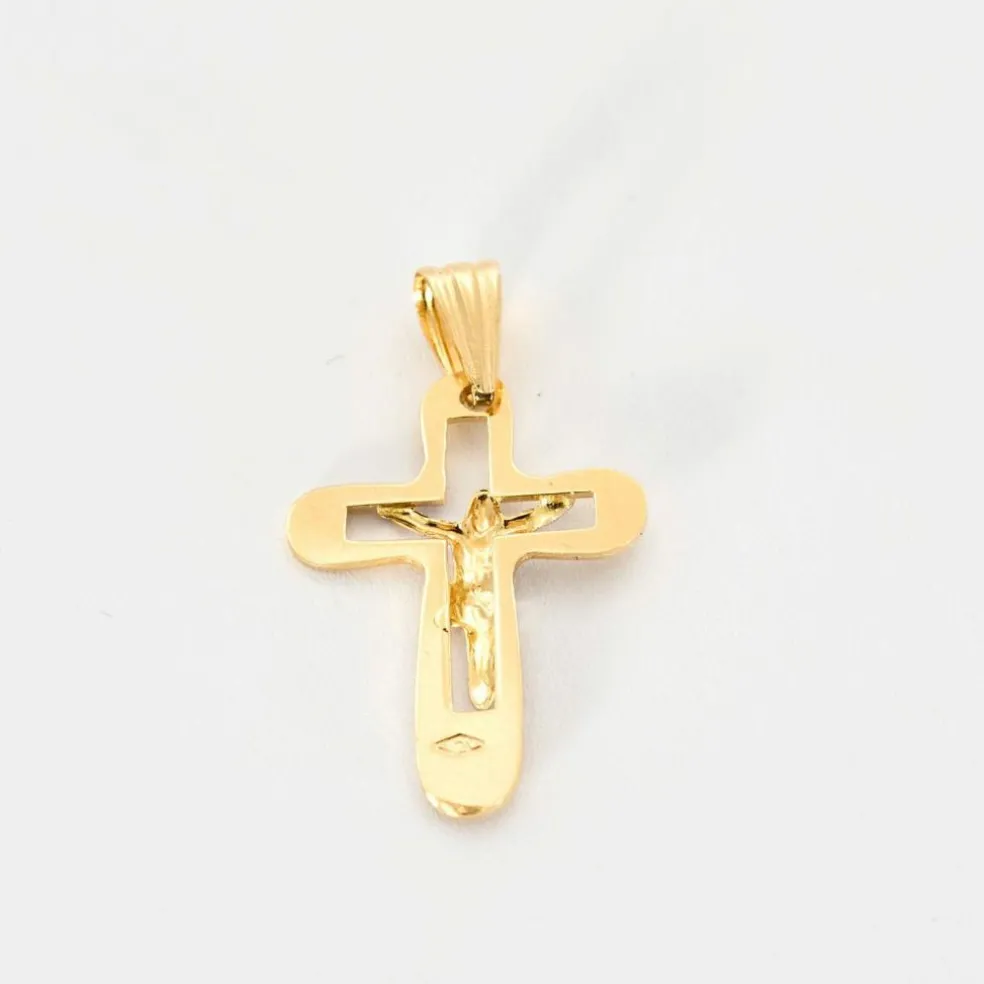 Pendentif Croix or bicolore