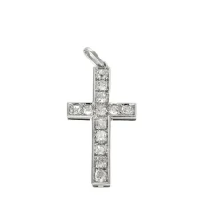 Pendentif Croix Or Blanc Diamants