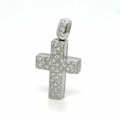PENDENTIF CROIX OR BLANC DIAMANTS