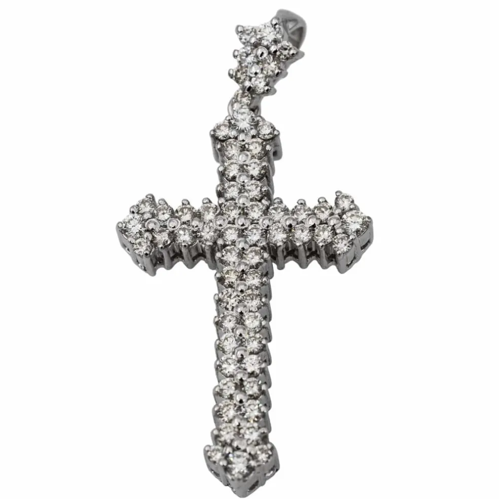 Pendentif Croix Or blanc Diamant