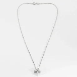 Pendentif croix or blanc et diamants, et chaine