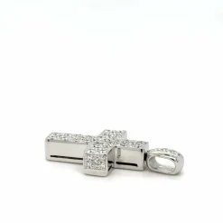 PENDENTIF CROIX OR BLANC DIAMANTS