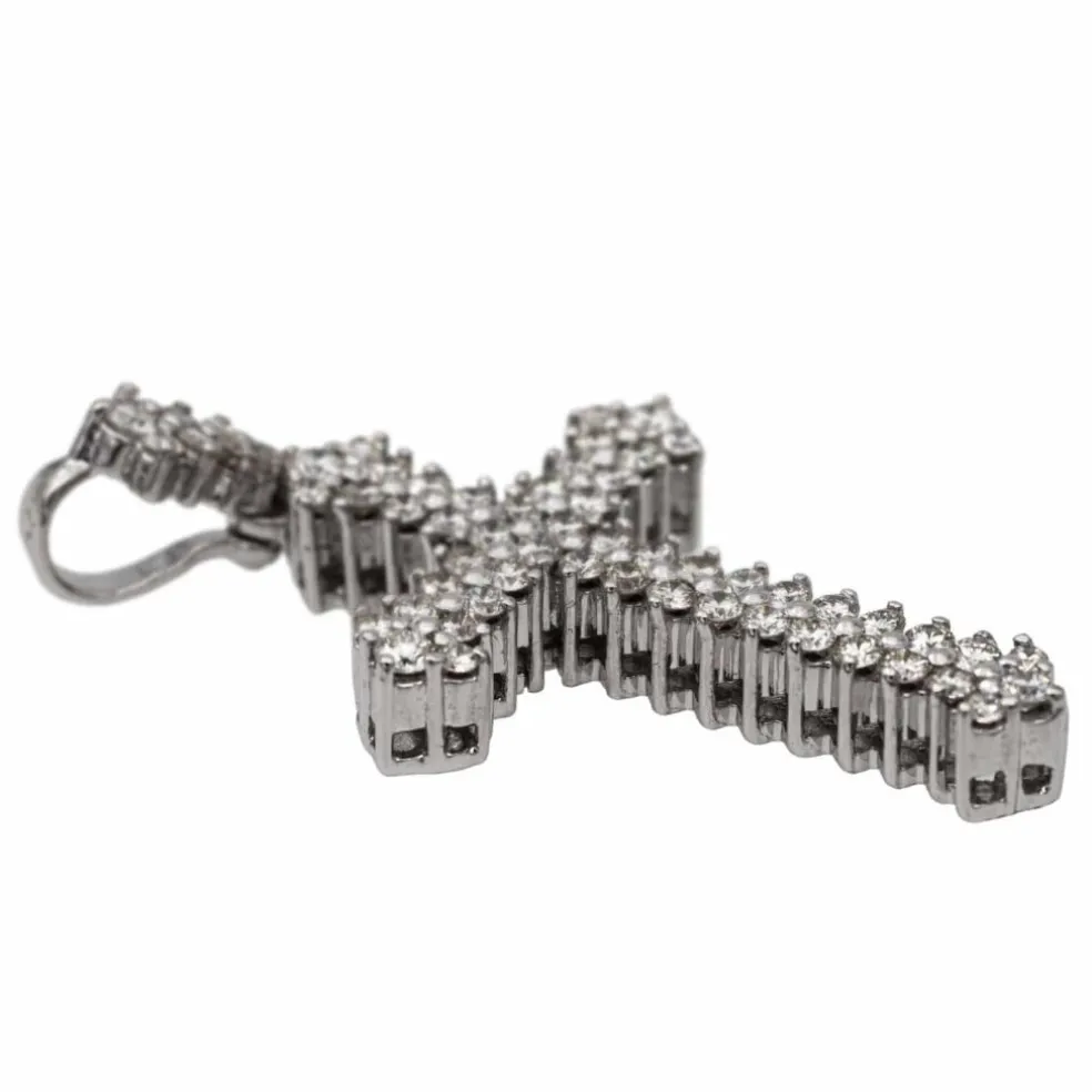 Pendentif Croix Or blanc Diamant