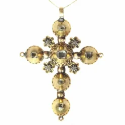 Pendentif croix, or et diamants