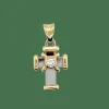 Pendentif Croix or jaune et blanc diamant