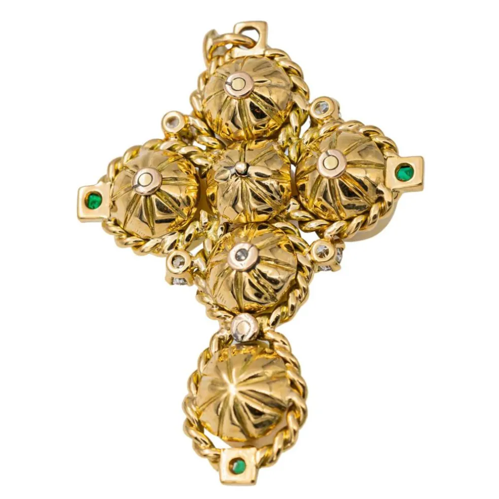 Pendentif Croix Or jaune Perle