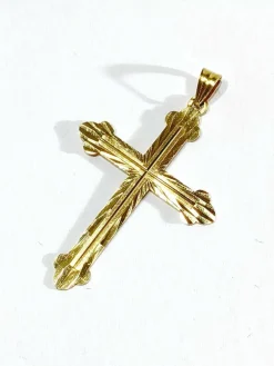 Pendentif croix or rose