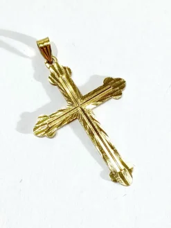 Pendentif croix or rose