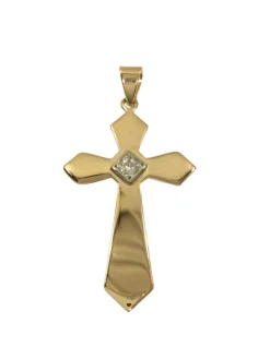 Pendentif Croix Or Rose Et Diamant