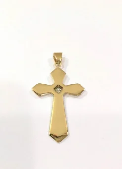 Pendentif Croix Or Rose Et Diamant
