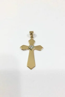 Pendentif Croix Or Rose Et Diamant