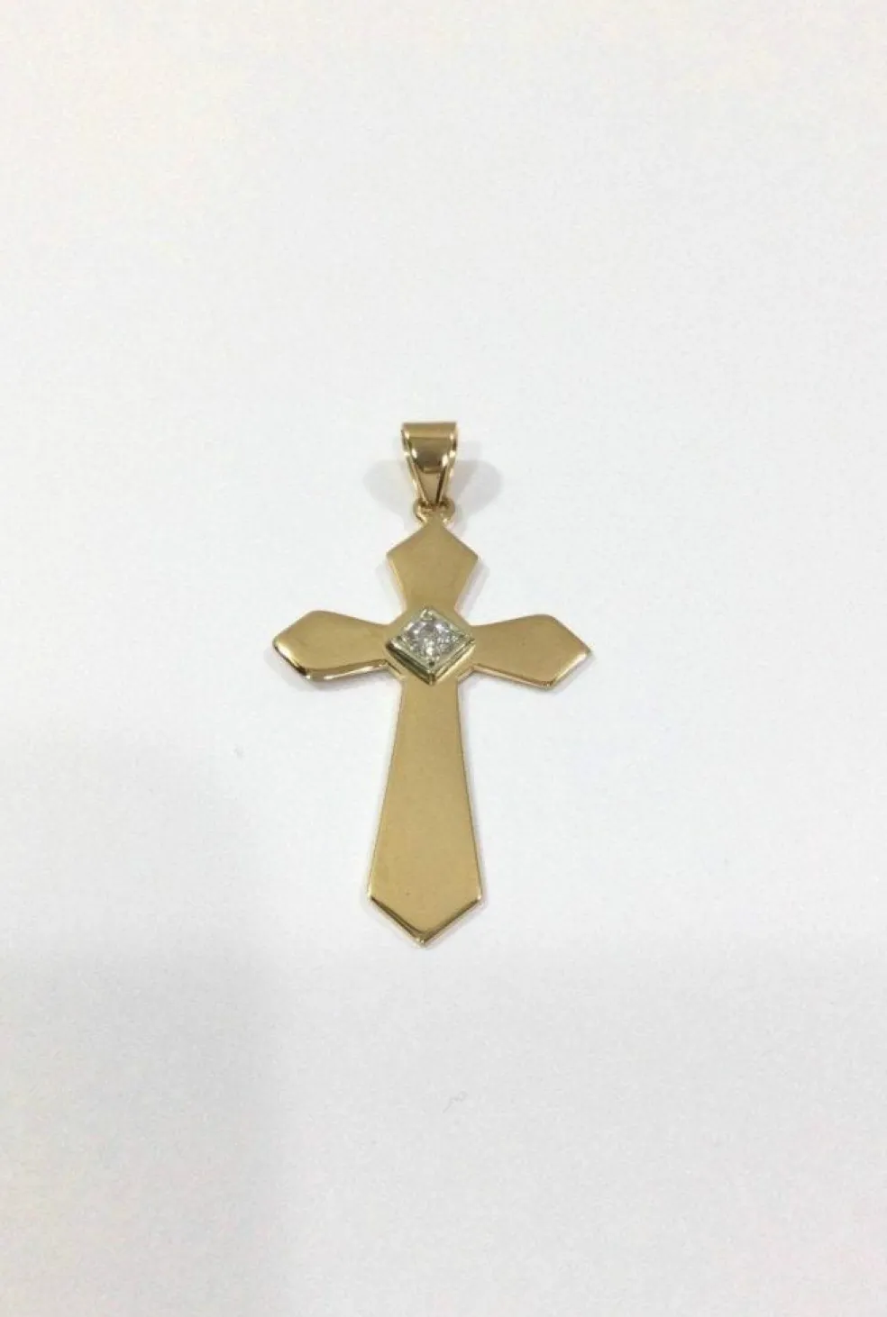 Pendentif Croix Or Rose Et Diamant