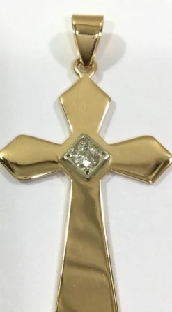 Pendentif Croix Or Rose Et Diamant