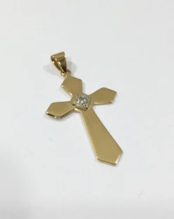 Pendentif Croix Or Rose Et Diamant