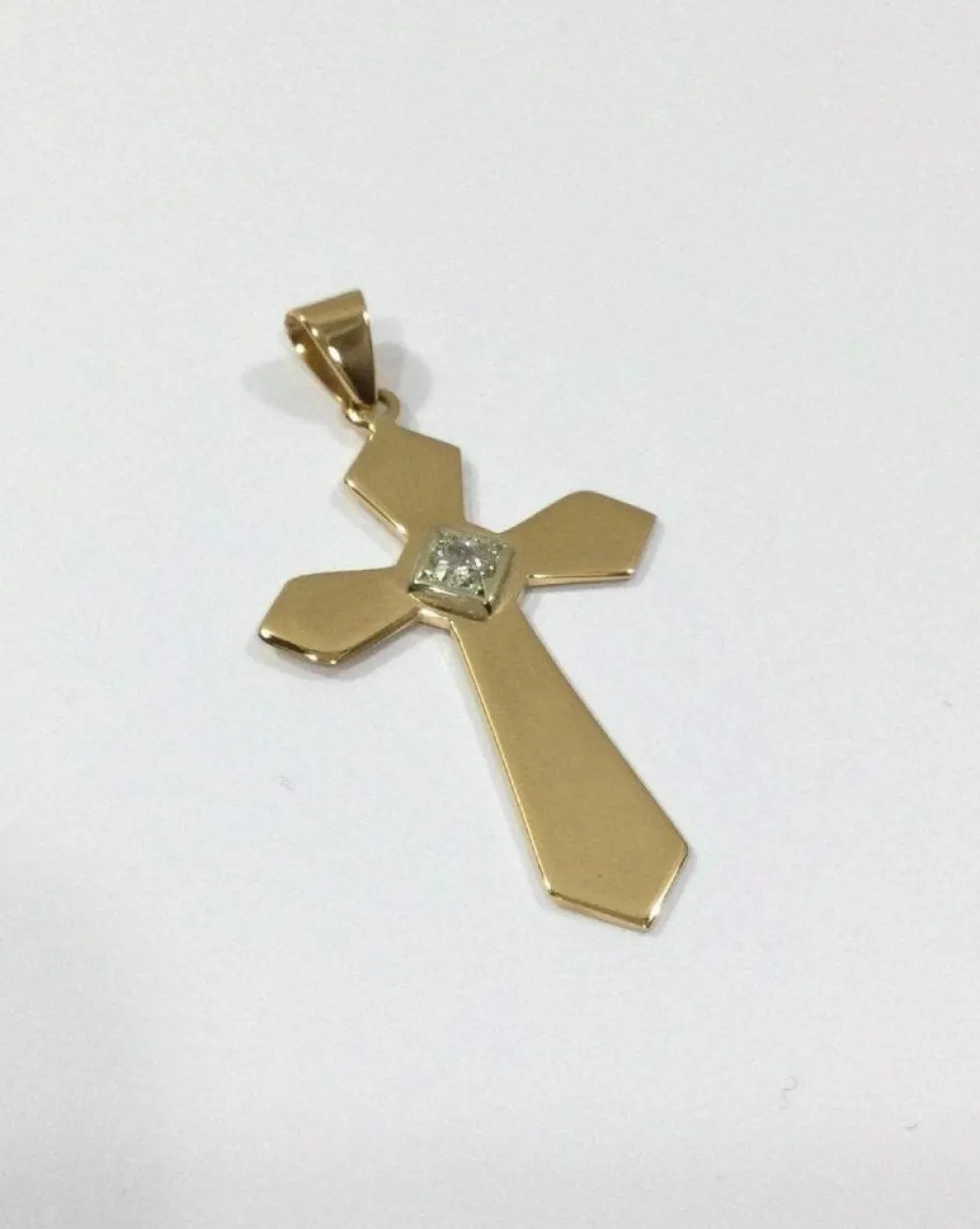 Pendentif Croix Or Rose Et Diamant