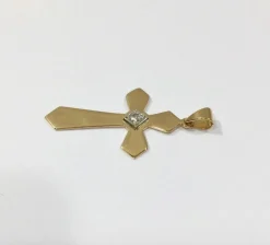 Pendentif Croix Or Rose Et Diamant