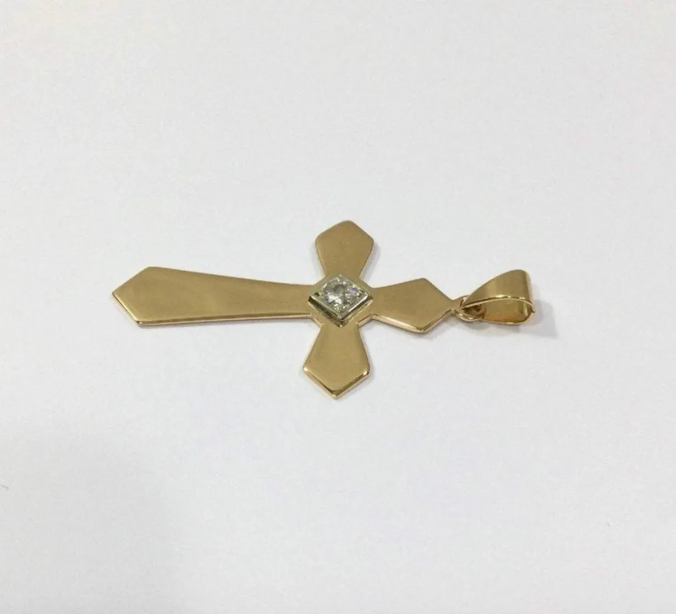 Pendentif Croix Or Rose Et Diamant