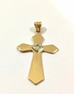 Pendentif Croix Or Rose Et Diamant