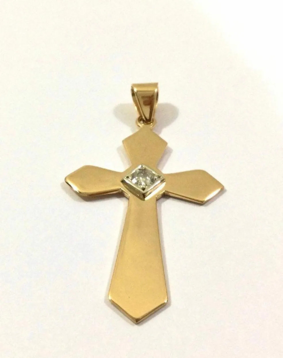 Pendentif Croix Or Rose Et Diamant