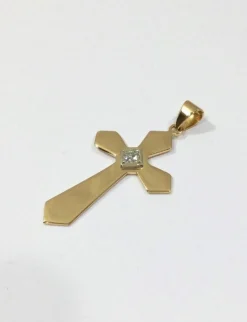 Pendentif Croix Or Rose Et Diamant
