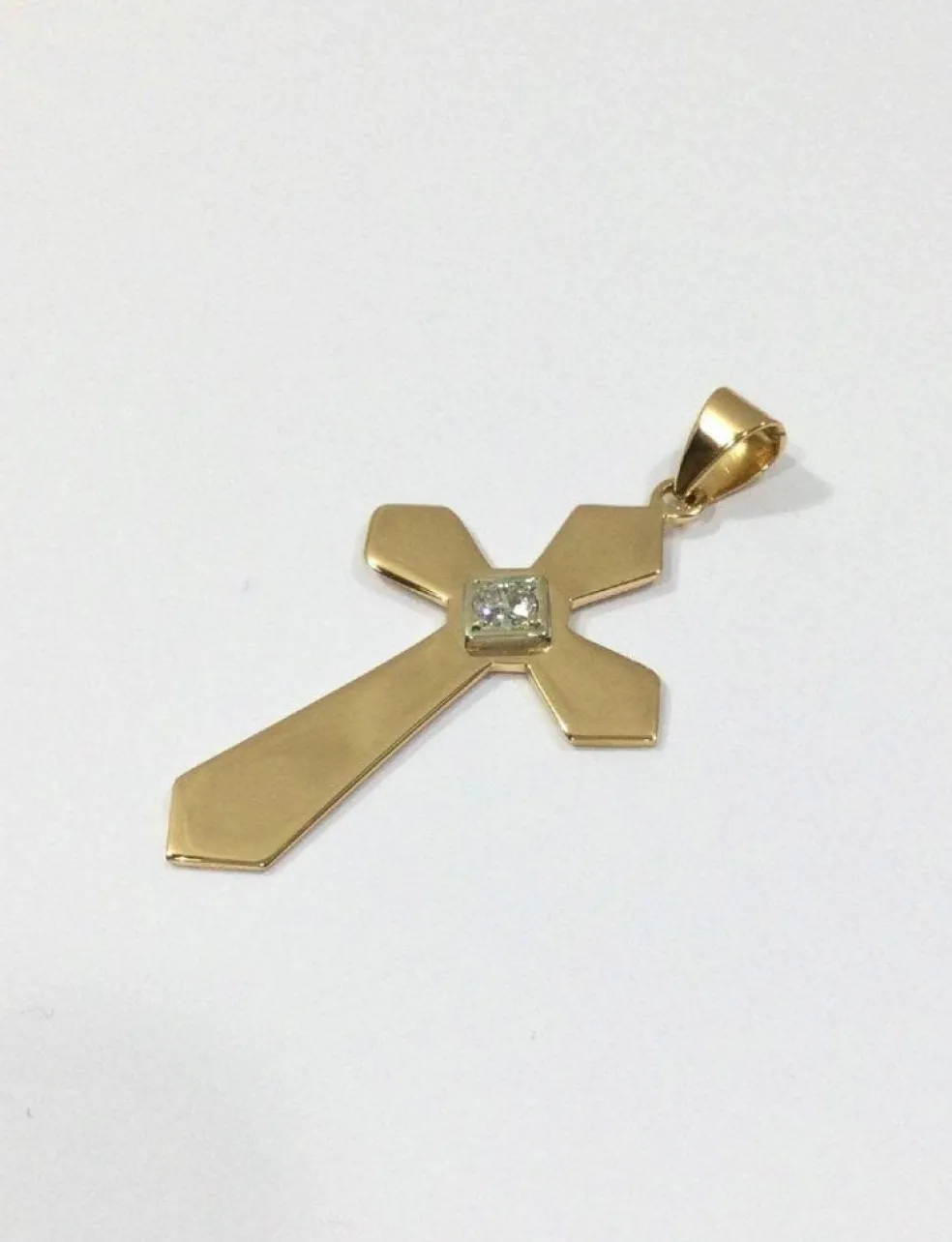 Pendentif Croix Or Rose Et Diamant