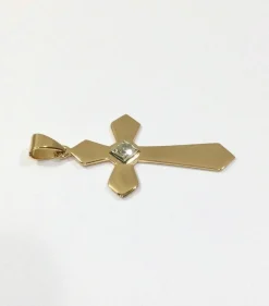 Pendentif Croix Or Rose Et Diamant