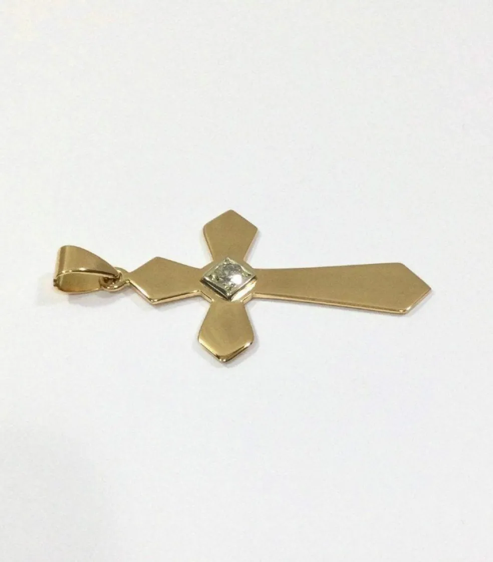 Pendentif Croix Or Rose Et Diamant