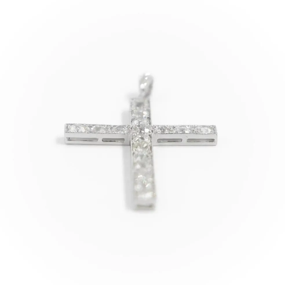 Pendentif Croix Platine Diamant