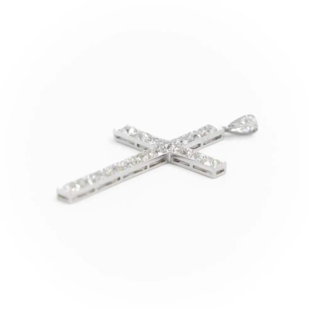 Pendentif Croix Platine Diamant