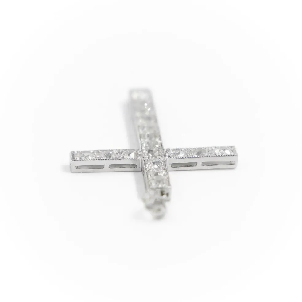 Pendentif Croix Platine Diamant