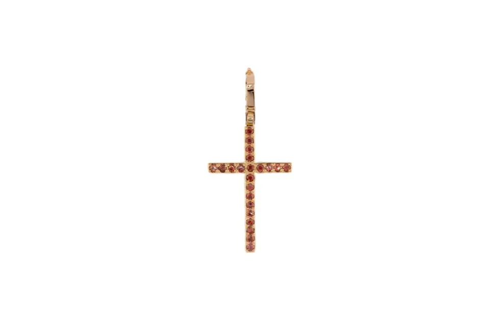 Pendentif crucifix en or jaune avec pierres