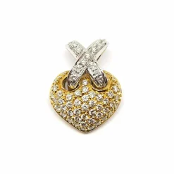 Pendentif cœur en deux Ors, diamants