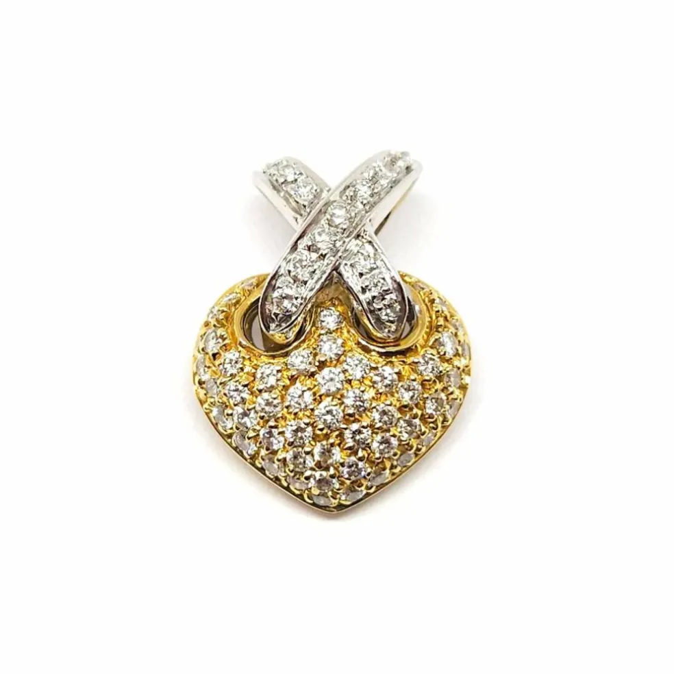 Pendentif cœur en deux Ors, diamants