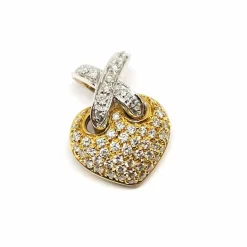Pendentif cœur en deux Ors, diamants