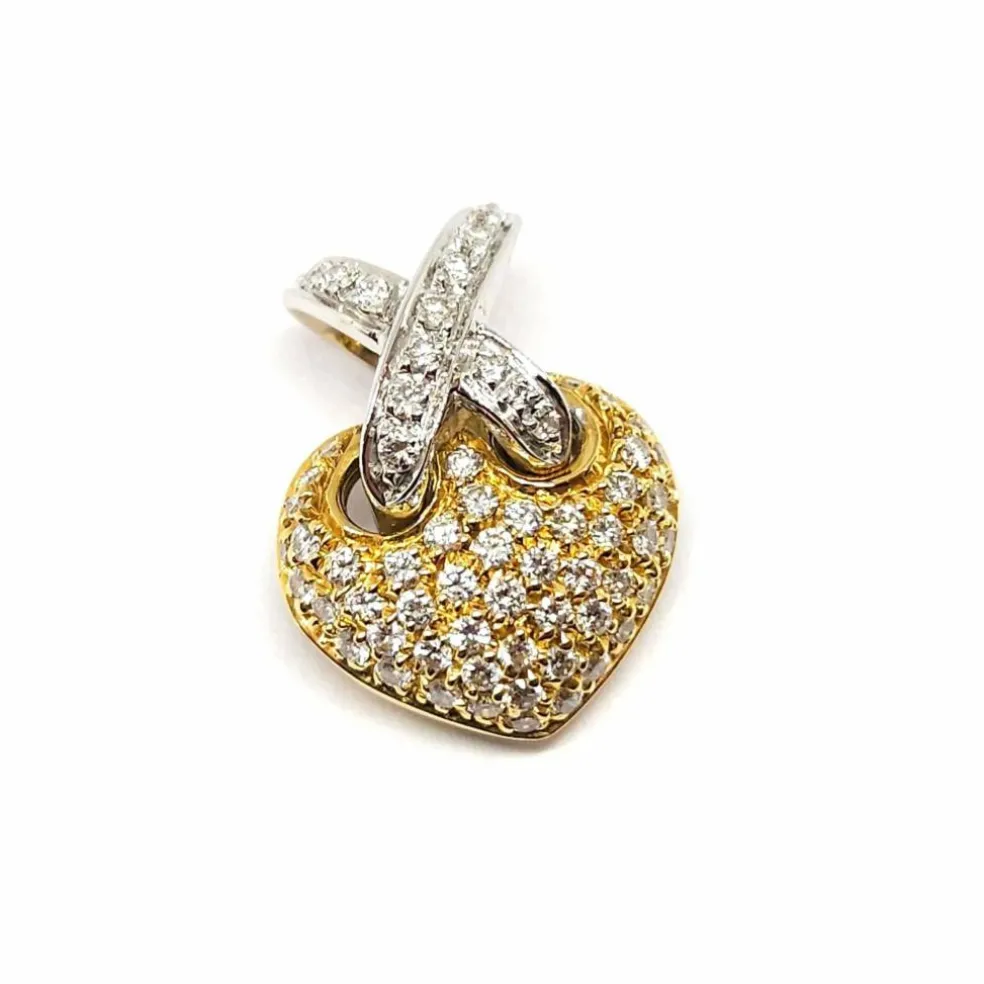 Pendentif cœur en deux Ors, diamants