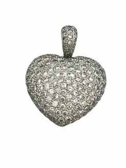 Pendentif Cœur Or Gris Diamants 2,00 ct