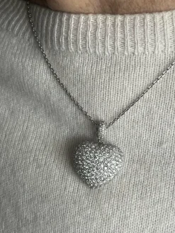 Pendentif Cœur Or Gris Diamants 2,00 ct