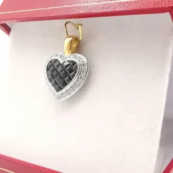 Pendentif cœur or jaune saphirs & diamants